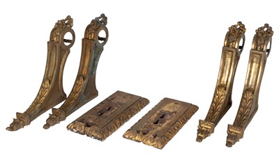 Lot 1522 - Two boxes of gilt metal curtain drapery hardware