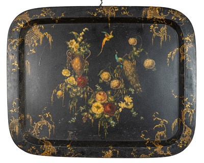 Lot 510 - A Victorian Pontypool-style toleware tray
