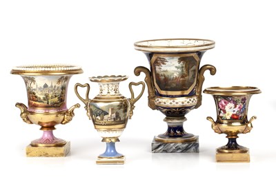 Lot 194 - Four 19th century English porcelain campana...