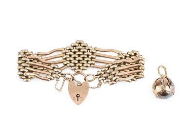 Lot 25 - A gate-link bracelet, of part textured design,...