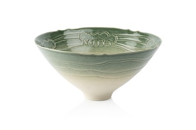 Lot 803 - Peter Lane (b.1932) Bowl with green rim...