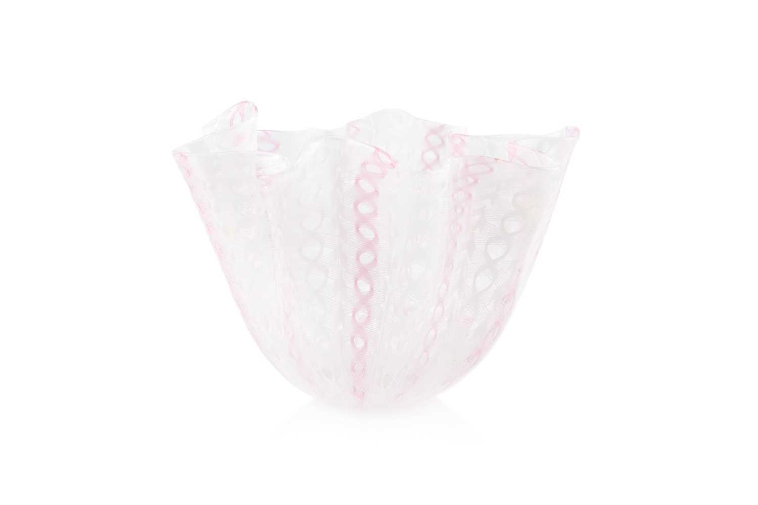 Lot 846 - Venini Handkerchief vase latticino glass 9.5cm...