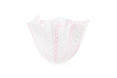Lot 846 - Venini Handkerchief vase latticino glass 9.5cm...
