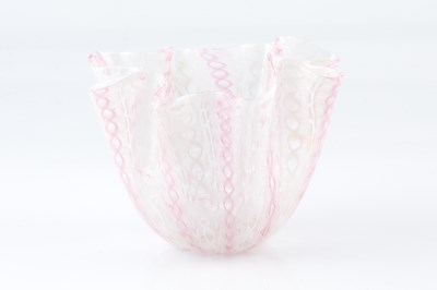 Lot 846 - Venini Handkerchief vase latticino glass 9.5cm...
