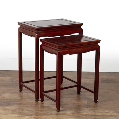 Lot 419 - Hardwood nest of two tables Chinese/in the...
