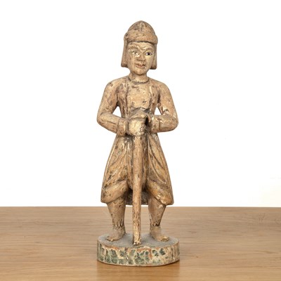 Lot 477 - Hardwood carved standing figure Burmese the...
