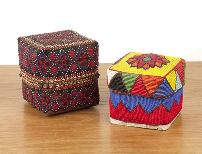 Lot 476 - Two beadwork dowry baskets Sumatran, 20th...