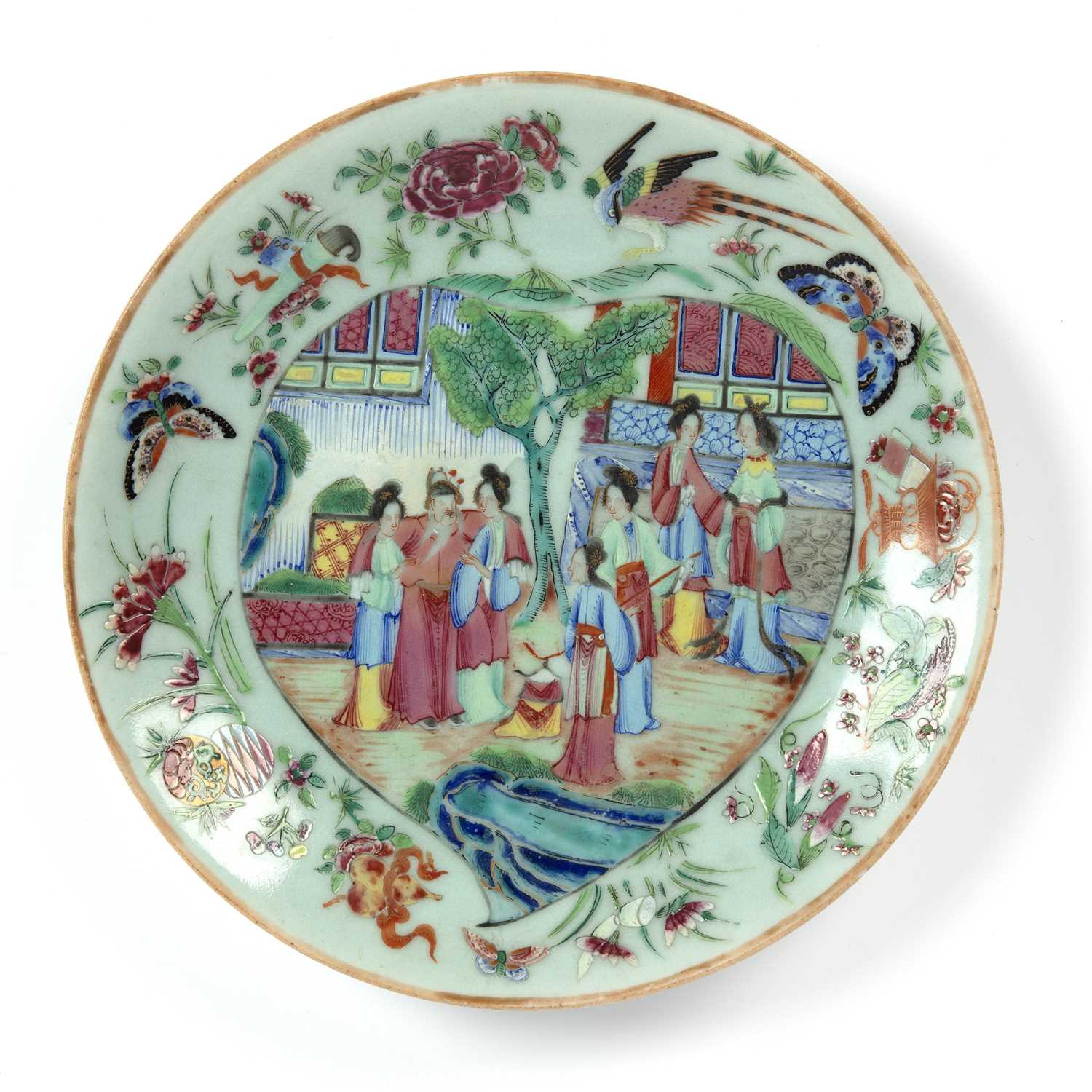 Lot 389 - Canton famille-rose plate Chinese, circa 1900...