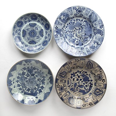 Lot 246 - Group of four blue and white dishes Chinese,...