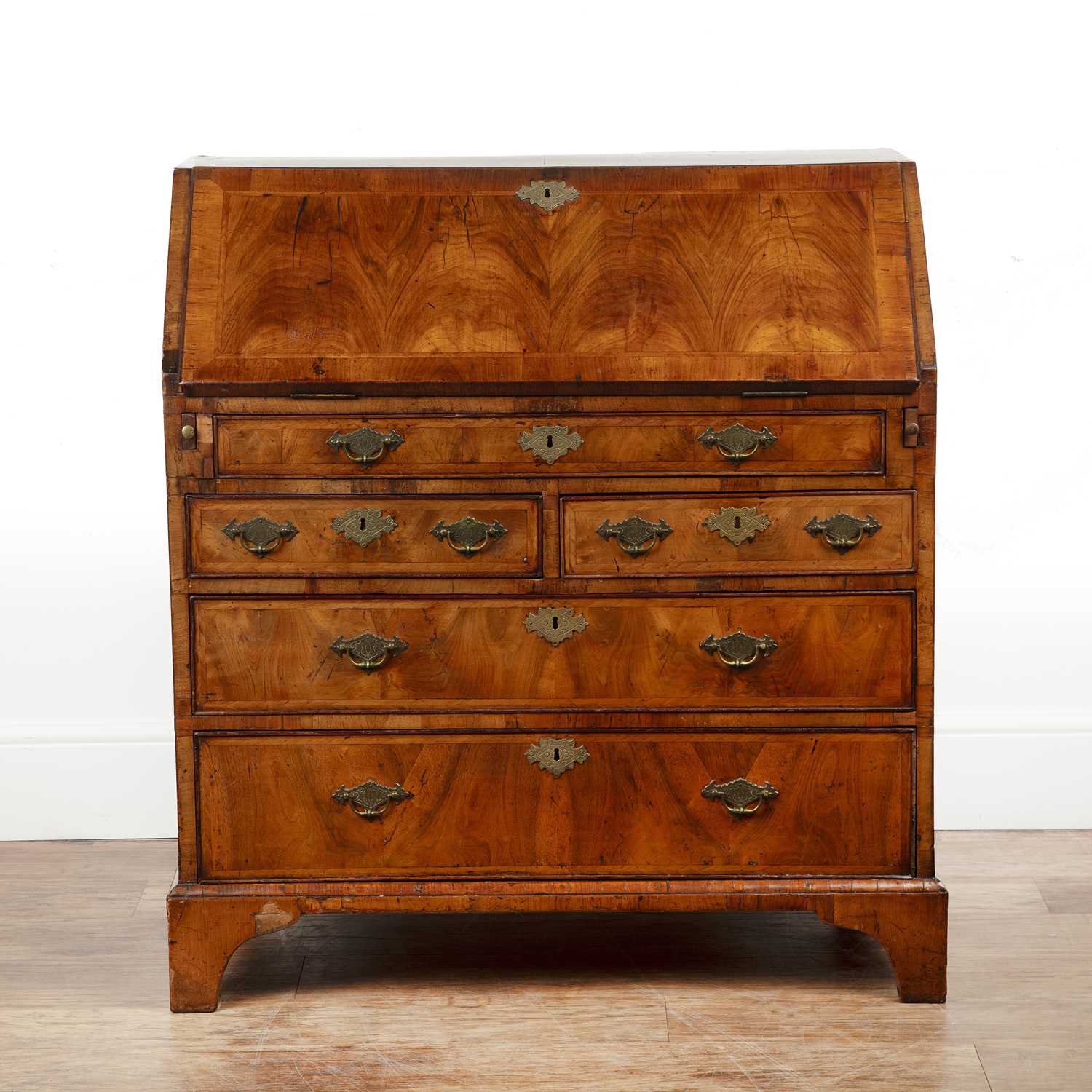 Lot Walnut bureau Late 18th Century, with fall...