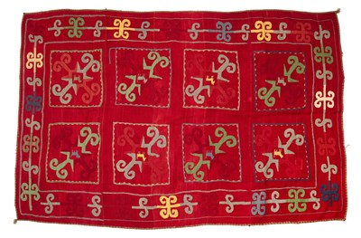Lot 235 - An Uzbek embroidered ‘suzani’ kilim, woven in...