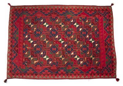 Lot 234 - An Uzbek embroidered ‘suzani’ kilim, woven in...