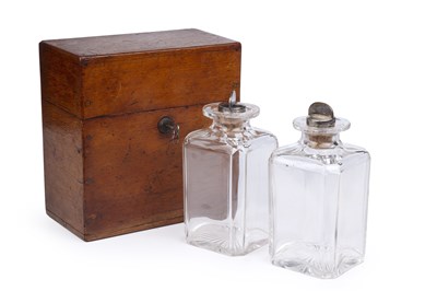 Lot 205 - A 19th century oak tantalus/decanter box with...