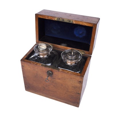 Lot 205 - A 19th century oak tantalus/decanter box with...
