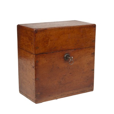 Lot 205 - A 19th century oak tantalus/decanter box with...