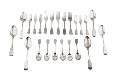 Lot 606 - A service of early Victorian silver fiddle...