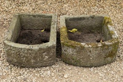 Lot 1347 - Two stone bow fronted garden troughs
