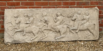 Lot 1508 - A cast sculptural plaque in the manner of the Parthenon frieze