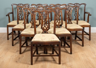 Lot 500 - A set of ten Chippendale-style mahogany dining chairs