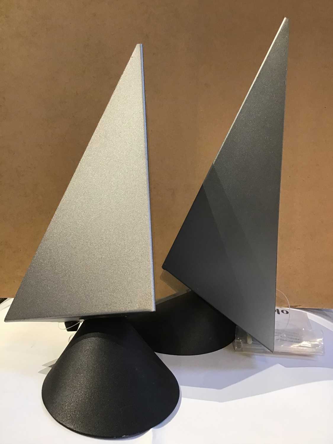 Lot 915 - Oluce Two wall lights of angular design 39cm...