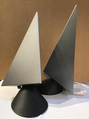 Lot 915 - Oluce Two wall lights of angular design 39cm...