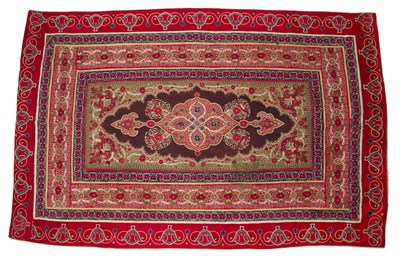 Lot 248 - A Persian Rasht embroidery, silk chainstitch...