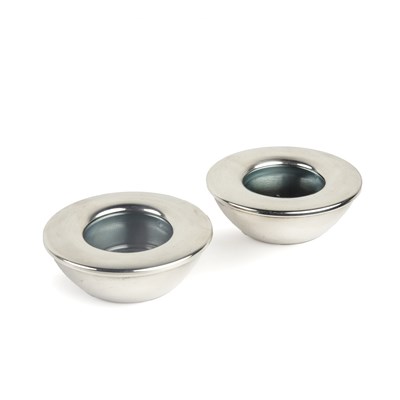 Lot Pair of silver candle holders Of simple...