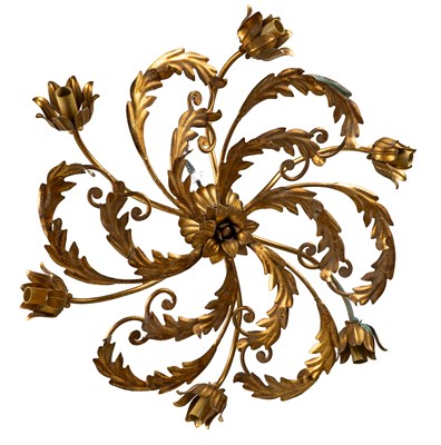 Lot 272 - Two flush-mounted gold-painted metal ceiling lights