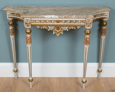 Lot 81 - Two Italian Hollywood Regency-style marble-topped tables