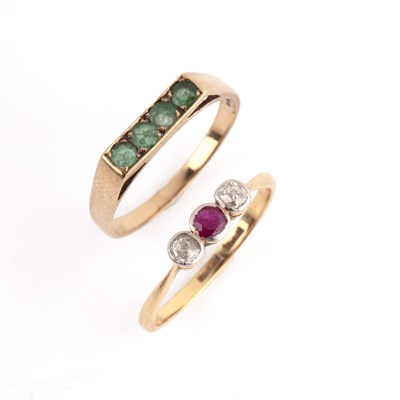 Lot 214 - Two gold gem-set rings the first a 9ct gold...
