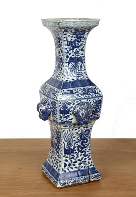 Lot 424 - Blue and white 'fang zun' altar vase Chinese,...