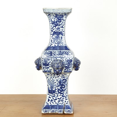 Lot 424 - Blue and white 'fang zun' altar vase Chinese,...