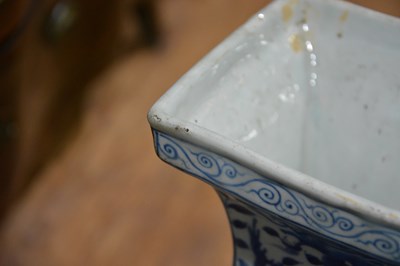 Lot 424 - Blue and white 'fang zun' altar vase Chinese,...