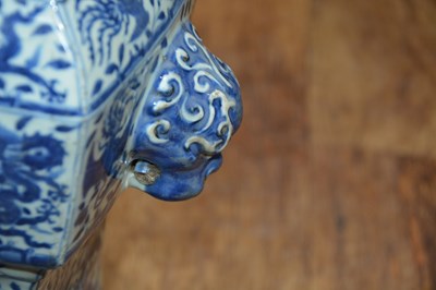 Lot 424 - Blue and white 'fang zun' altar vase Chinese,...