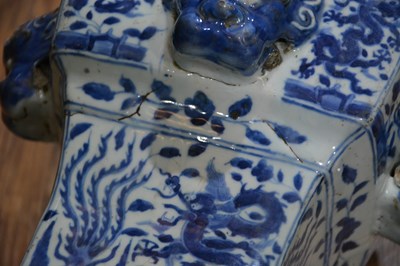 Lot 424 - Blue and white 'fang zun' altar vase Chinese,...