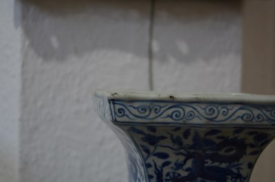 Lot 424 - Blue and white 'fang zun' altar vase Chinese,...