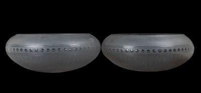 Lot 1170 - A pair of early 20th century large frosted glass light shades