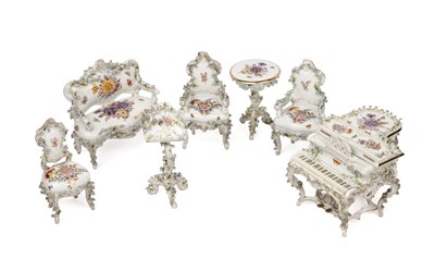 Lot 142 - A German porcelain seven piece suite of...