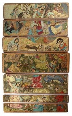 Lot 425 - Seven Ispahan carpet cartoon boards Iran,...