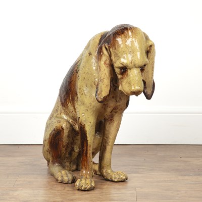 Lot 107 - Studio pottery model of a bloodhound 20th...