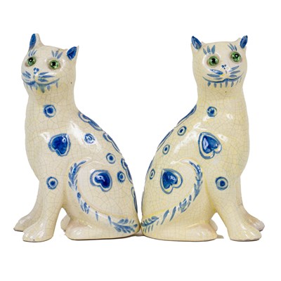 Lot 192 - A pair of French Galle style pottery cats