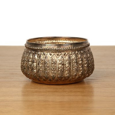 Lot 234 - White metal thabeik bowl Thai with decorative...