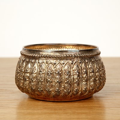 Lot 351 - White metal thabeik bowl Thailand with a...