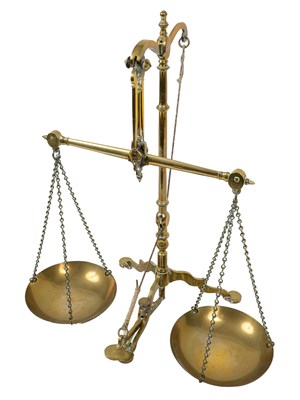 Lot 1121 - A set of Victorian brass bank scales