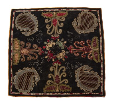 Lot 260 - An Uzbek ceremonial table cover, silk twist...