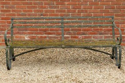 Lot 1384 - A 19th century wrought iron garden bench