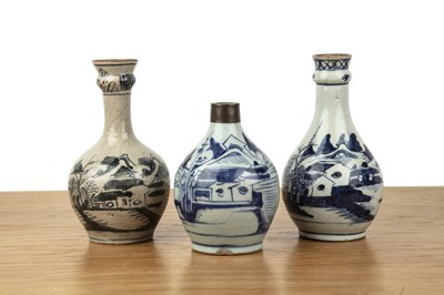 Lot 432 - Two blue and white porcelain guglet jars...