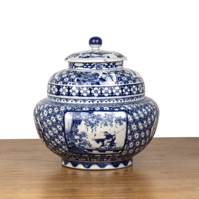Lot 430 - Blue and white three-tier ovoid vase and cover...