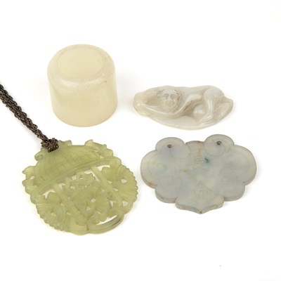 Lot 458 - Group of jade and hardstone pieces Chinese,...