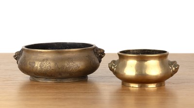 Lot 439 - Two bronze censers Chinese including the...